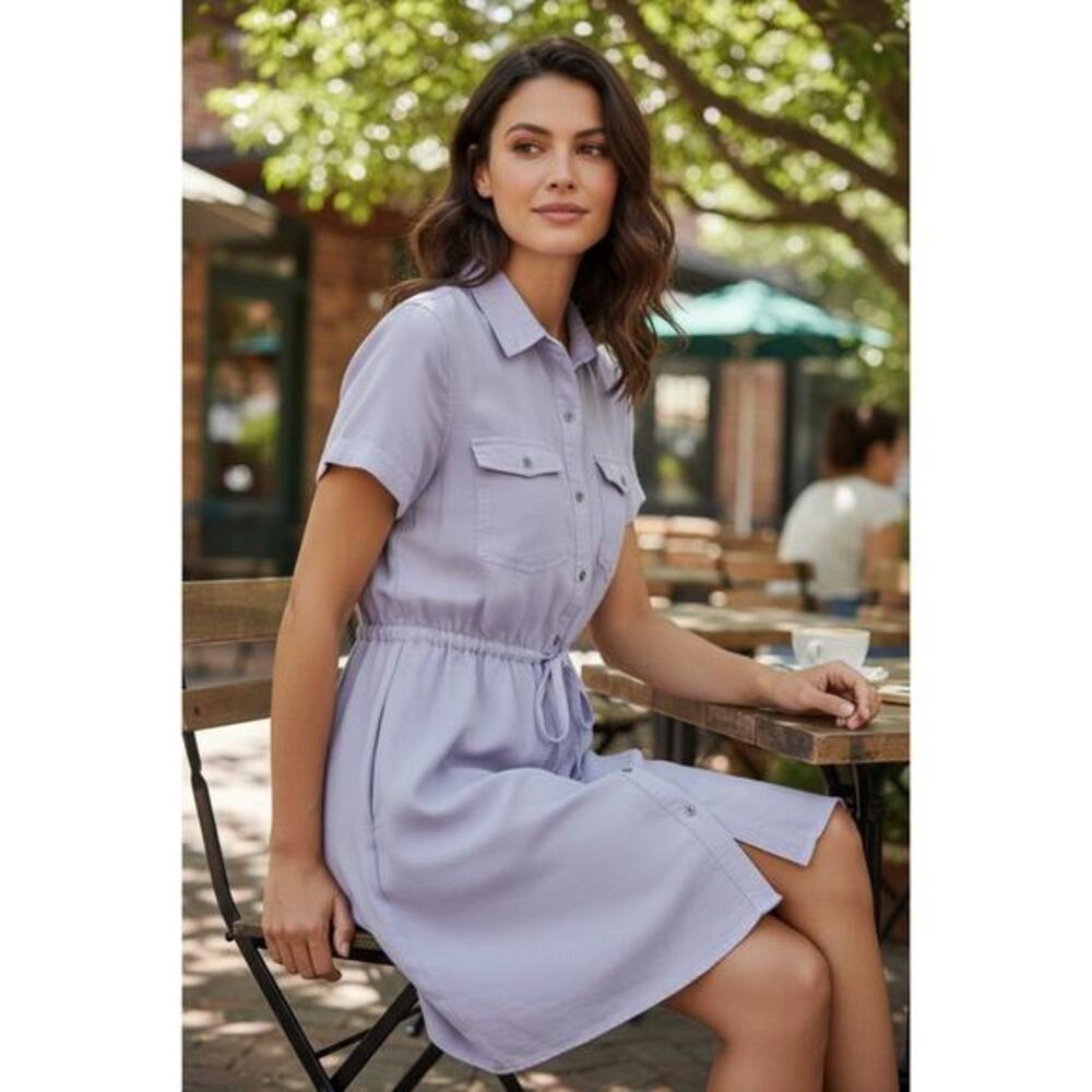 Love Tree Pastel Shirt Dress Button Up Utility Size Large Preppy Spring